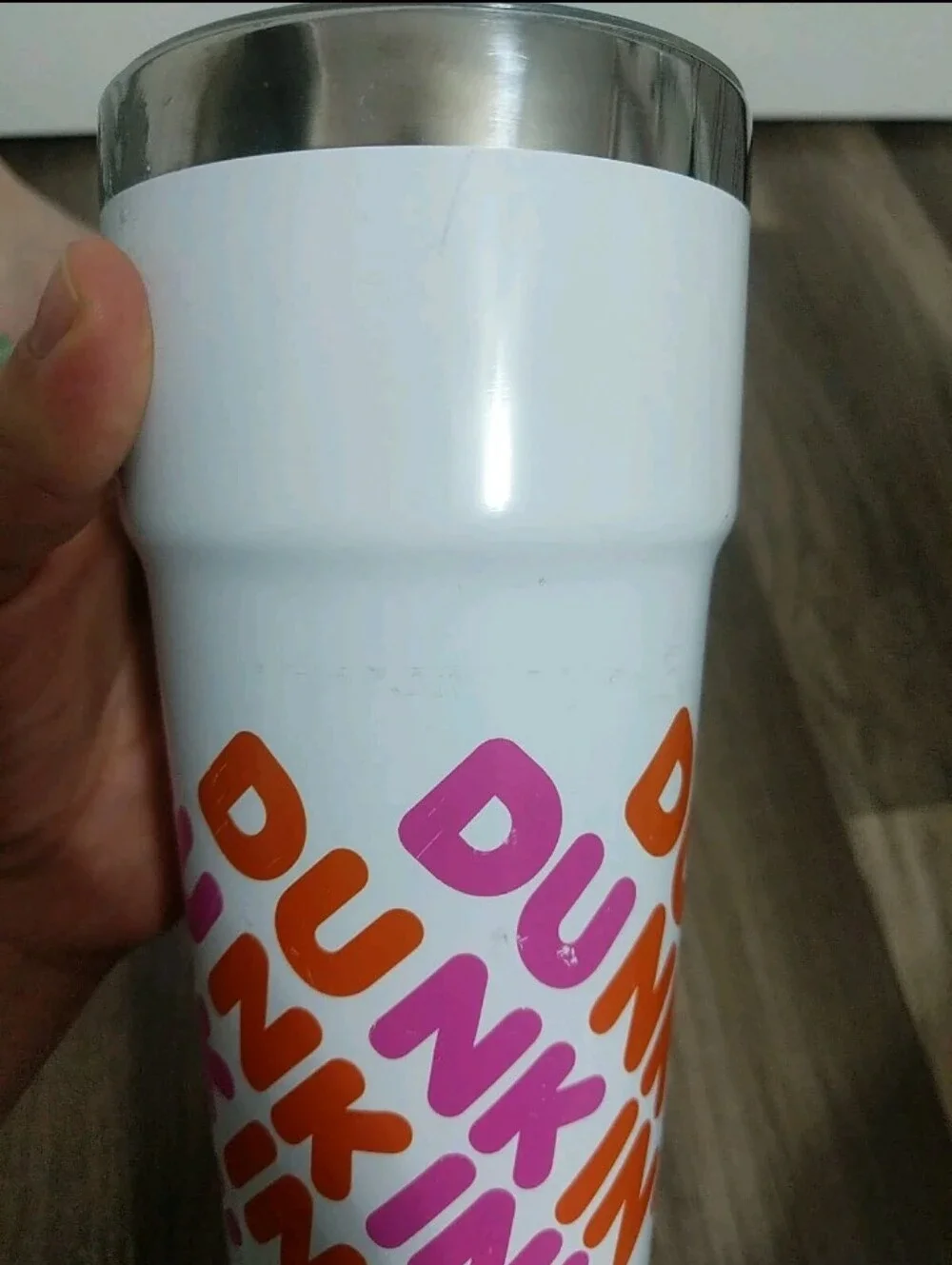 2019 Dunkin Donuts 24 oz White Stainless Steel Insulated Travel Tumbler Mug Wcup